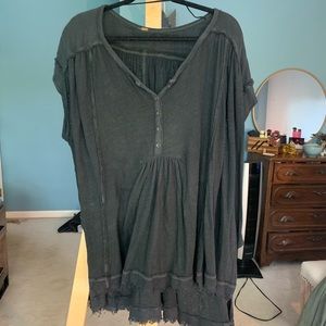 FREE PEOPLE navy oversized blouse